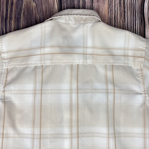 Bruno Boys Cream & Tan Sueded Microfiber Poly Button Down Shirt- Size 6 - Picture 8 of 11